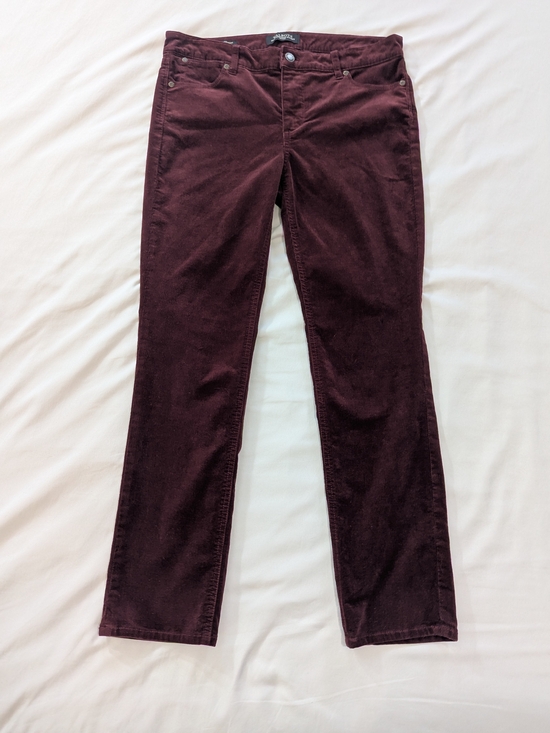Talbots Pants - Talbots Flawless Five Pocket Burgundy Straight Leg Corduroy Pants 6 Petite